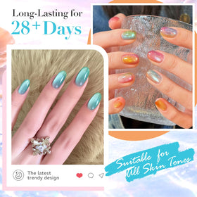 AzureBeauty shade swatches painted on fingertips to show jelly pastel translucency