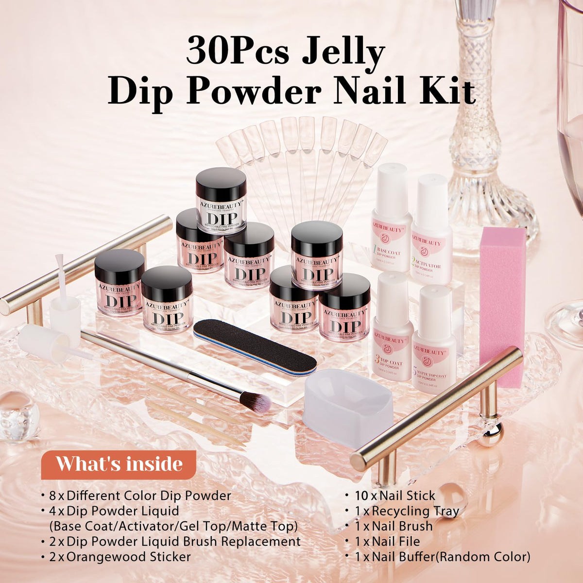 AZUREBEAUTY size scale with coin showing compact 10g powder jars