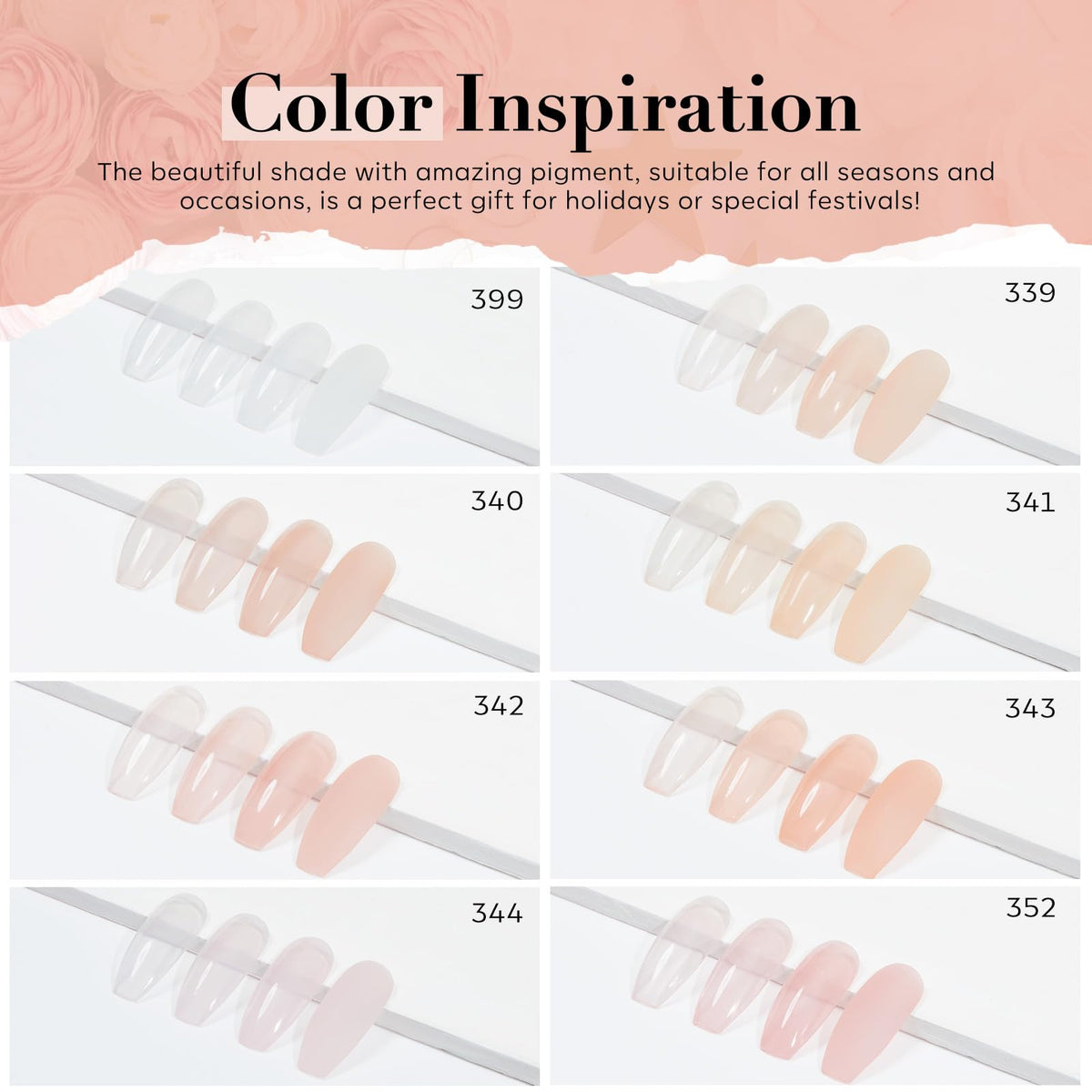 AZUREBEAUTY swatch nail sticks displaying eight translucent jelly shades