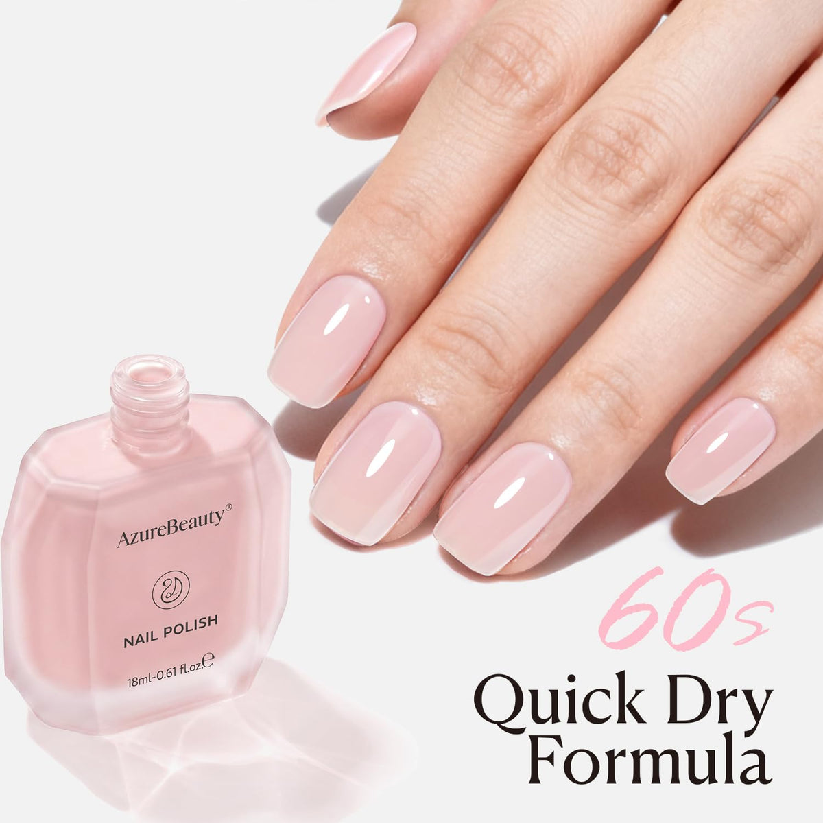 AZUREBEAUTY three-coat swatch illustrating built-up opaque peach-pink depth