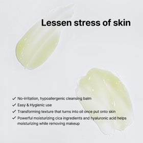 B_LAB cleansing balm being massaged in hand for effective makeup removal