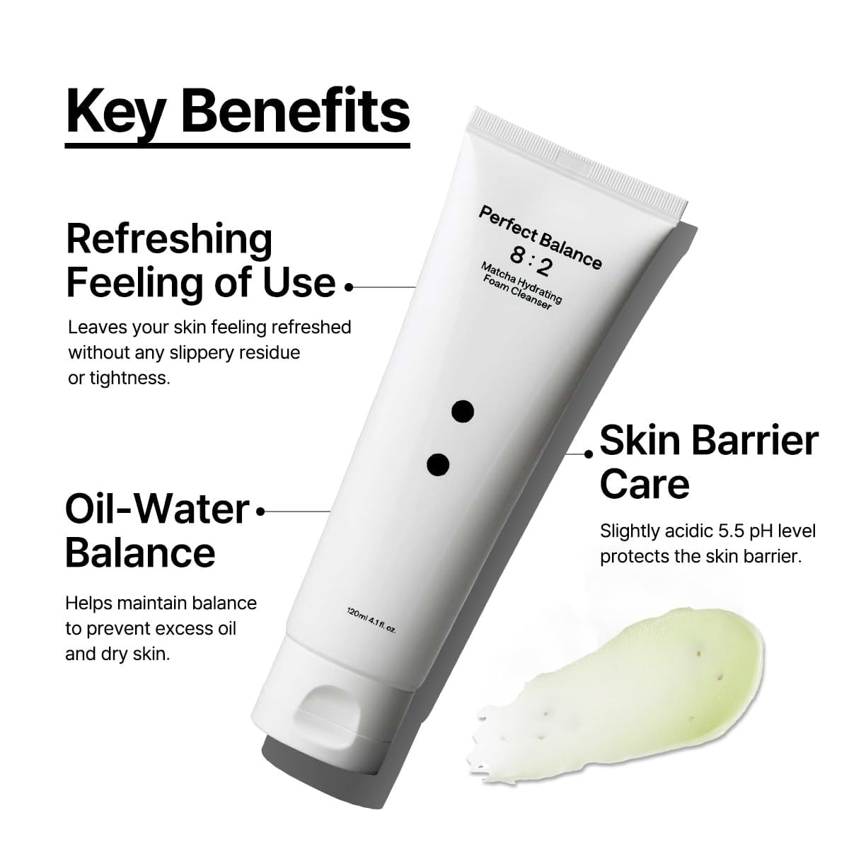 B_LAB matcha foam texture on palm showing soft lather and gentle cleanse