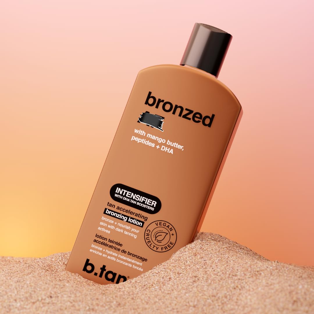 b.tan being applied on forearm demonstrating even coverage and instant color