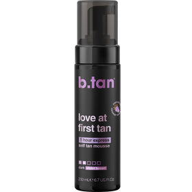 B.TAN violet base mousse front packaging showing product and branding, promotes natural bronze