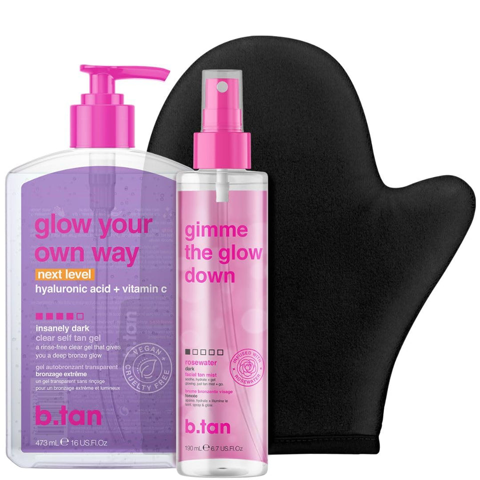 b.tan front packaging showing kit and quick results benefit