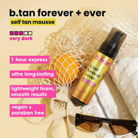 B.TAN foam dispensed on mitt highlighting easy application and controlled amount