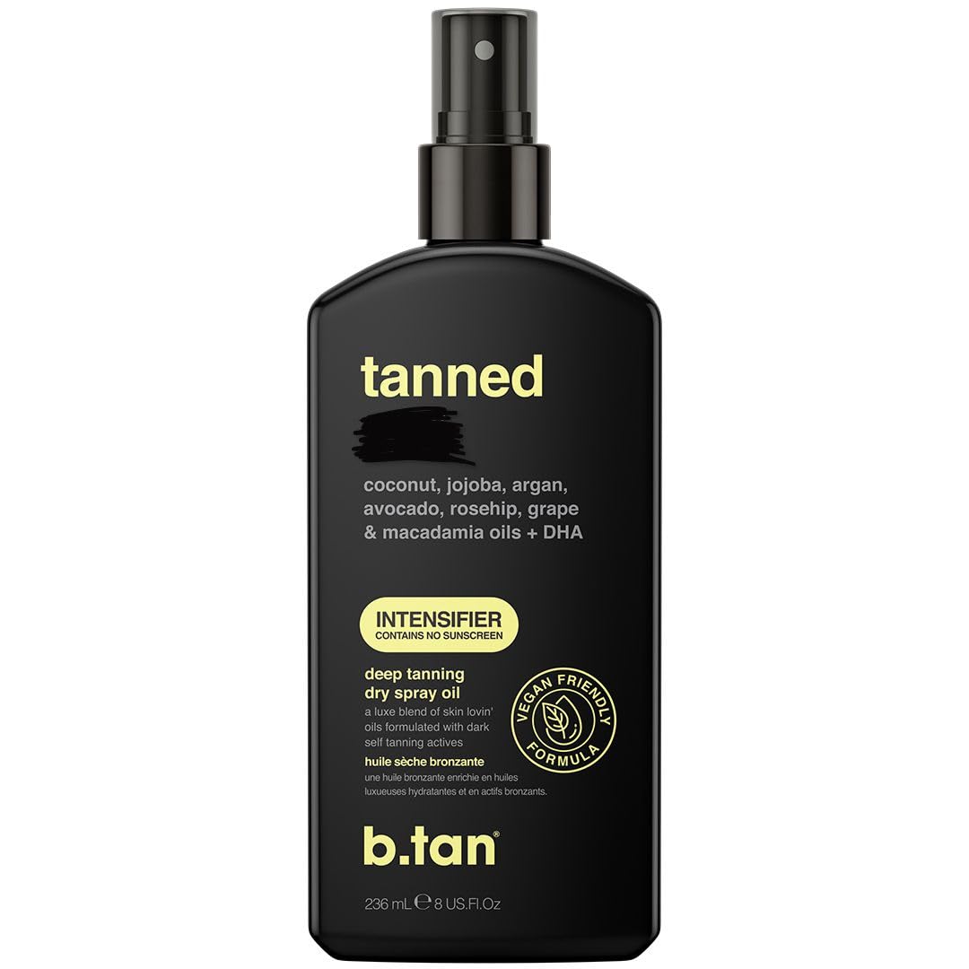 B.TAN front spray bottle showing product and label for quick tanning