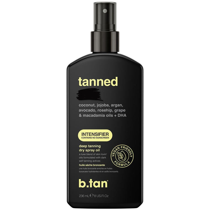 B.TAN front spray bottle showing product and label for quick tanning