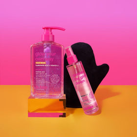 b.tan lifestyle vanity scene showing easy at-home tanning routine benefit