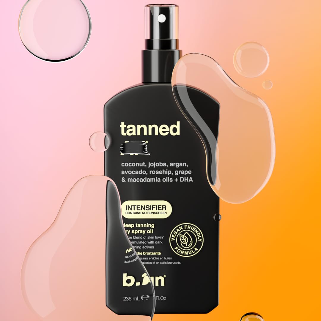 B.TAN in lifestyle scene with sunbather showing fast deep tanning results