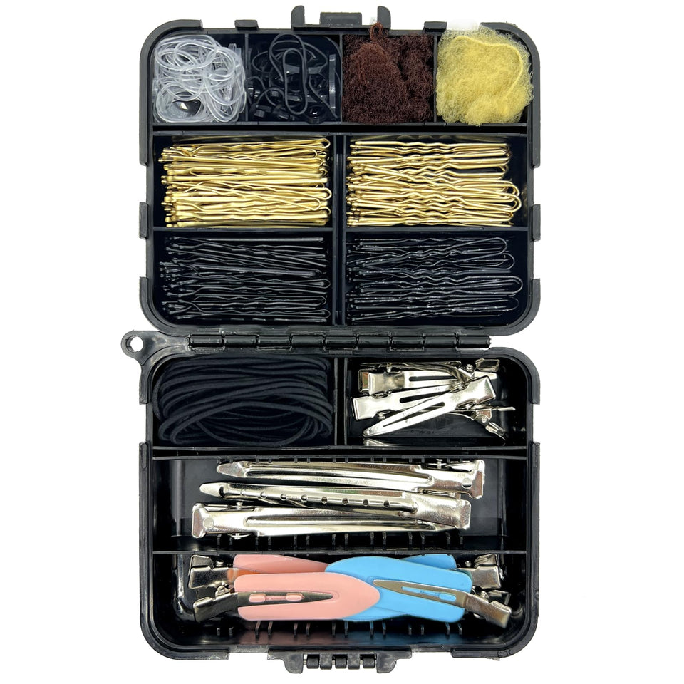 B1jounie YA storage box front view showing organized hair accessories for travel