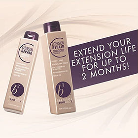 B3 BRAZILIAN BONDBUILDER shampoo applied to hair with extensions showing safe cleansing