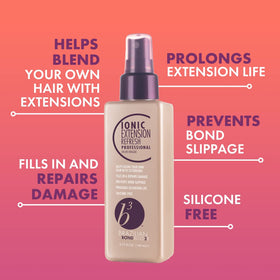 B3 ionic color-lock spray in use smoothing hair and helping color longevity