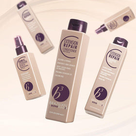 B3 trio size scale with hand showing product volume and salon-ready convenience