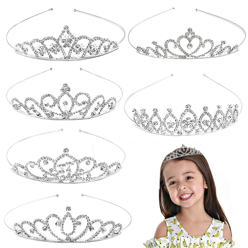Baaxxango front view of six silver tiaras showing variety and instant outfit coordination