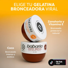Babaria gel spread on forearm showing streak-free, natural-looking bronze