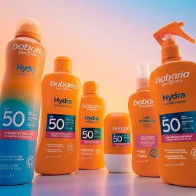 Babaria before-and-after photo demonstrating deeper, even bronzing