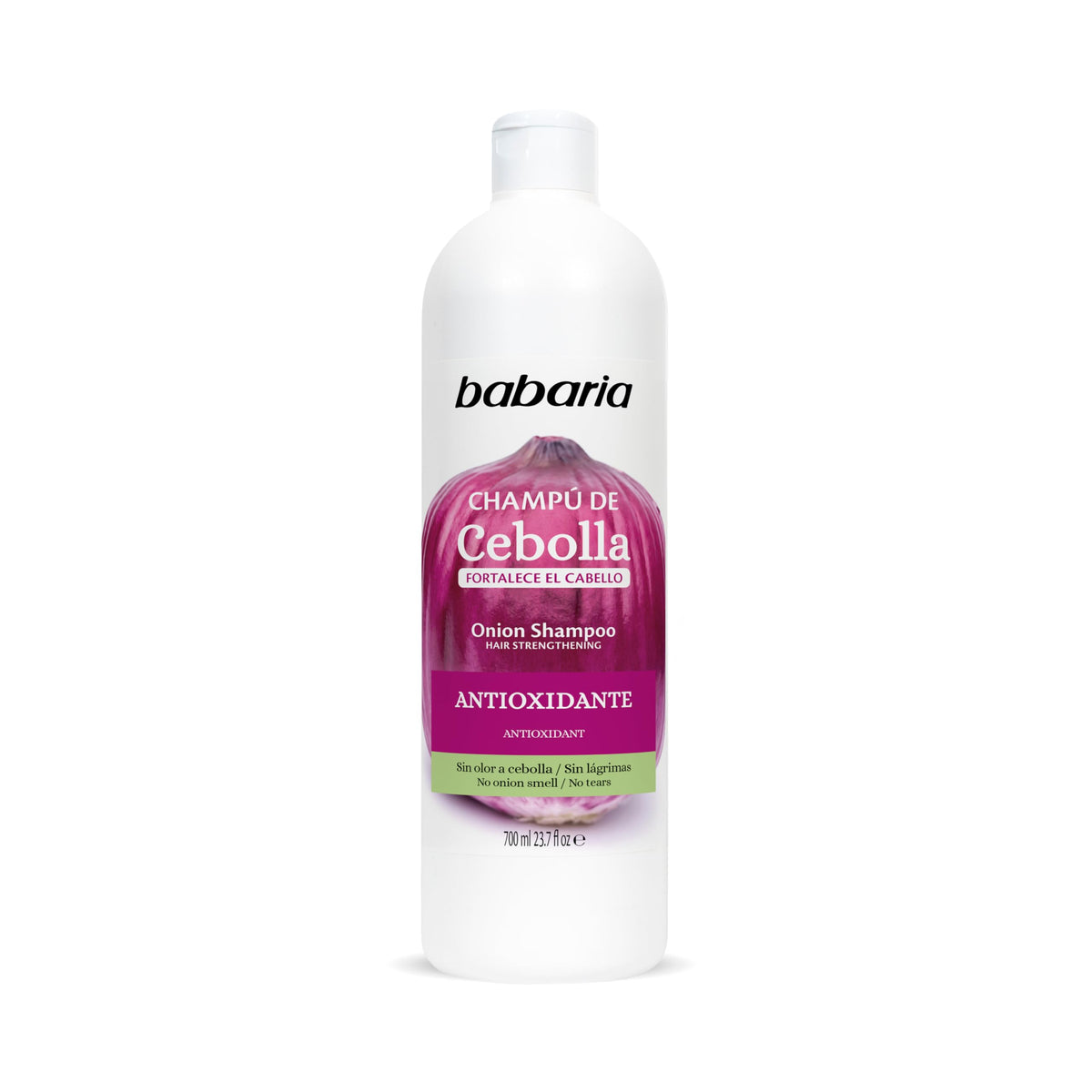 Babaria bottle front view showing label and 20 oz size for easy identification