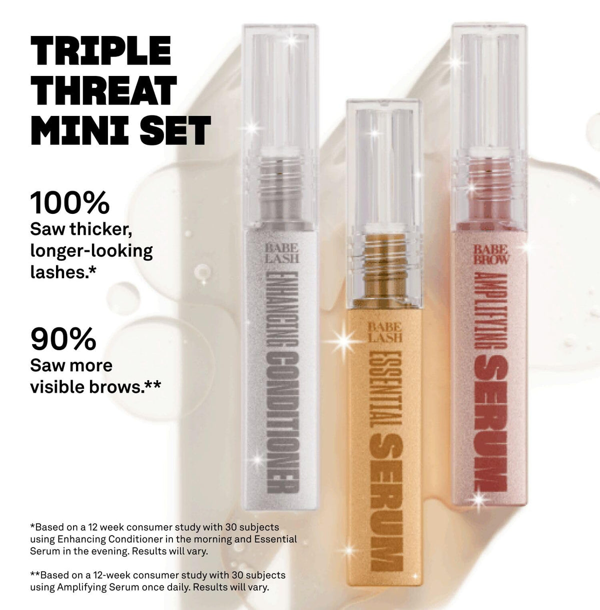 Babe Original brow amplifying serum wand detail for accurate short-stroke application benefit