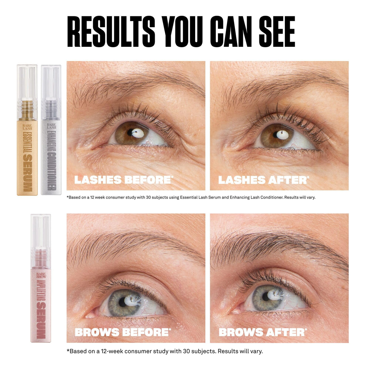 Babe Original enhancing lash conditioner texture on fingertip showing lightweight nourishment benefit