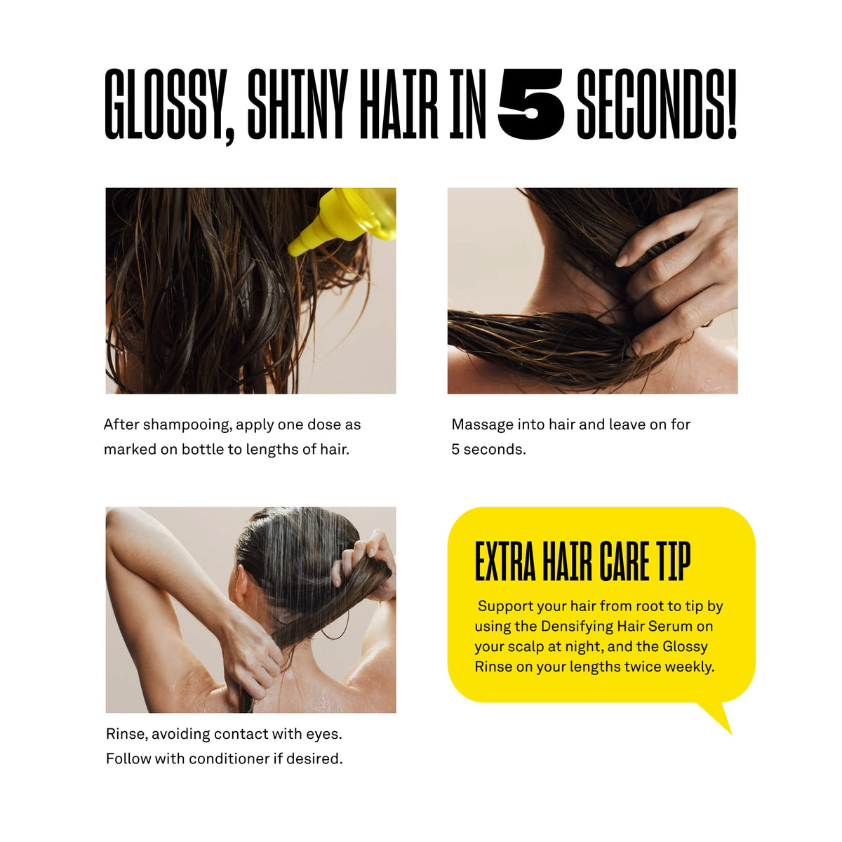 BABE ORIGINAL in-shower application on wet hair for fast glossy finish
