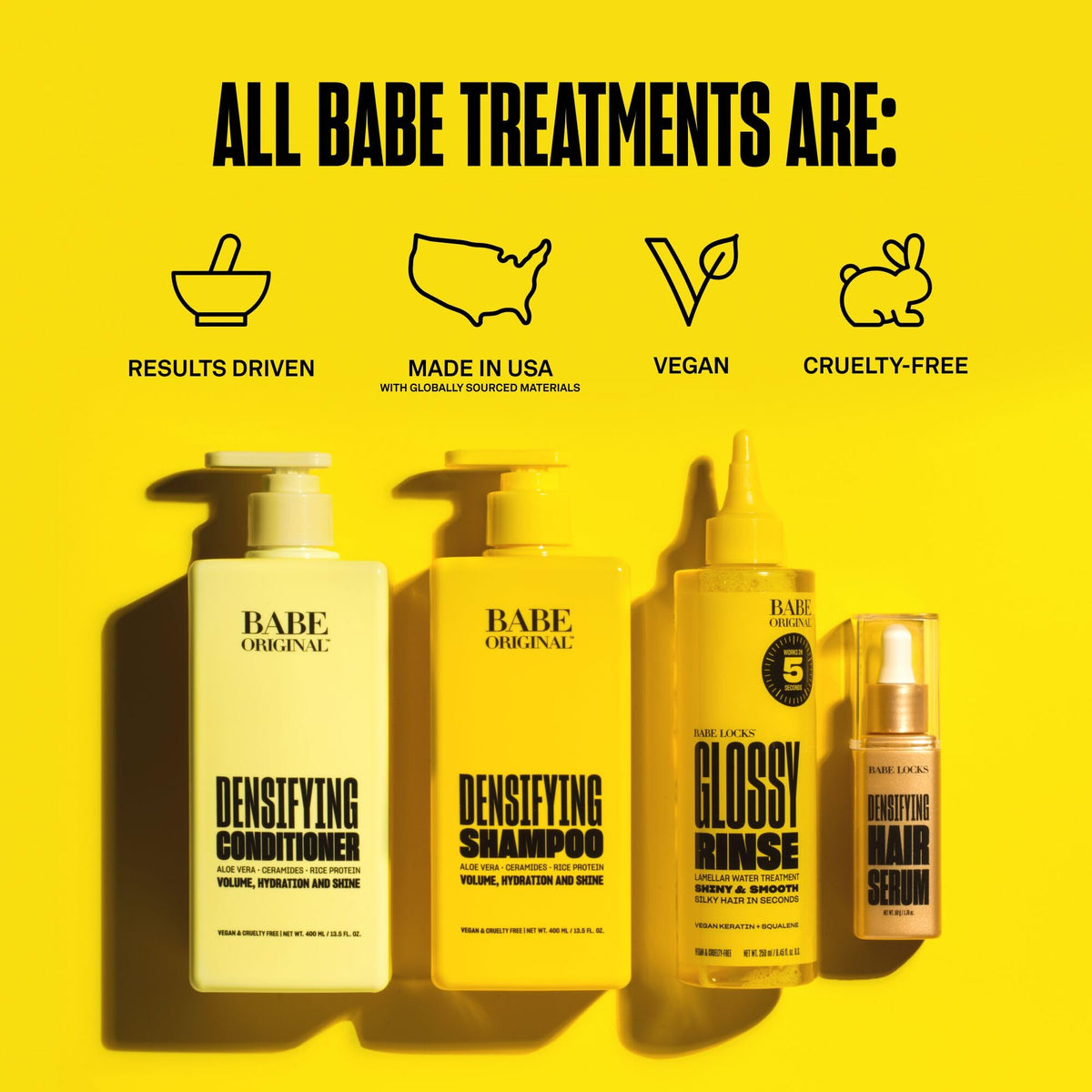 Babe Original close-up of ingredient list label highlighting peptides and biotin