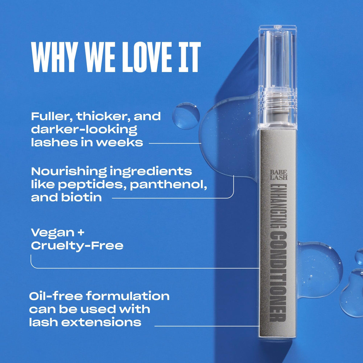 Babe Original serum texture close-up displaying lightweight hydrating consistency
