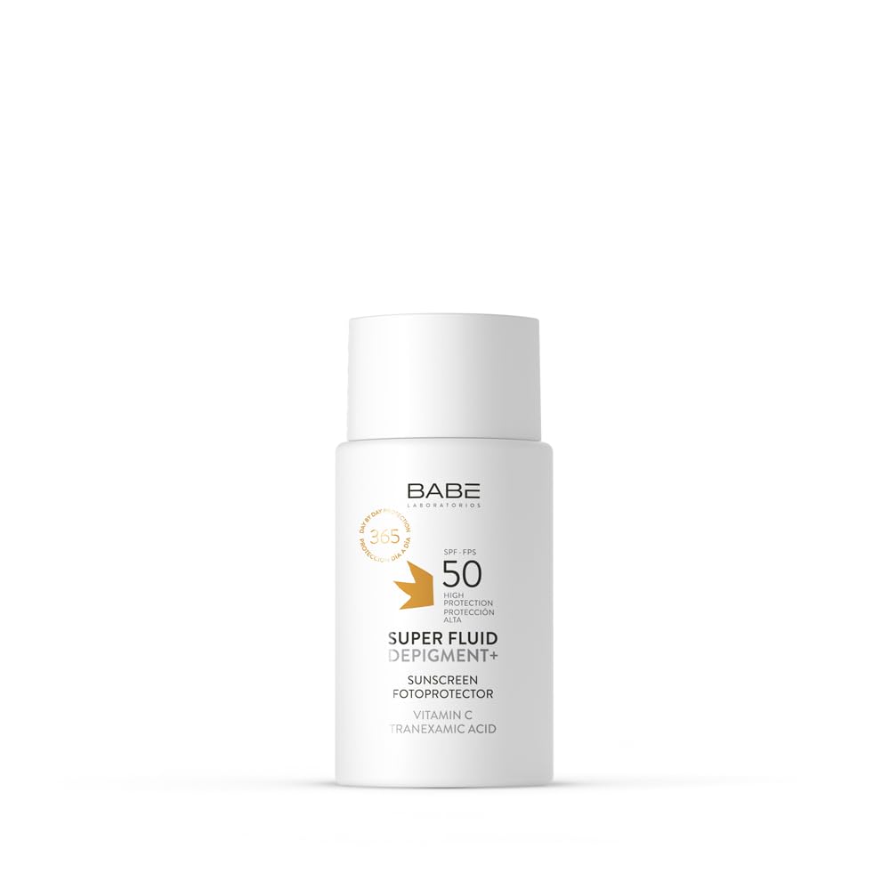 LABORATORIOS BABE Super Fluid Depigment+ front packaging showing 50ml bottle for high SPF protection