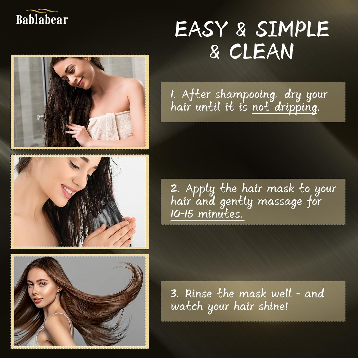 Bablabear being applied to mid-lengths and ends to repair and hydrate
