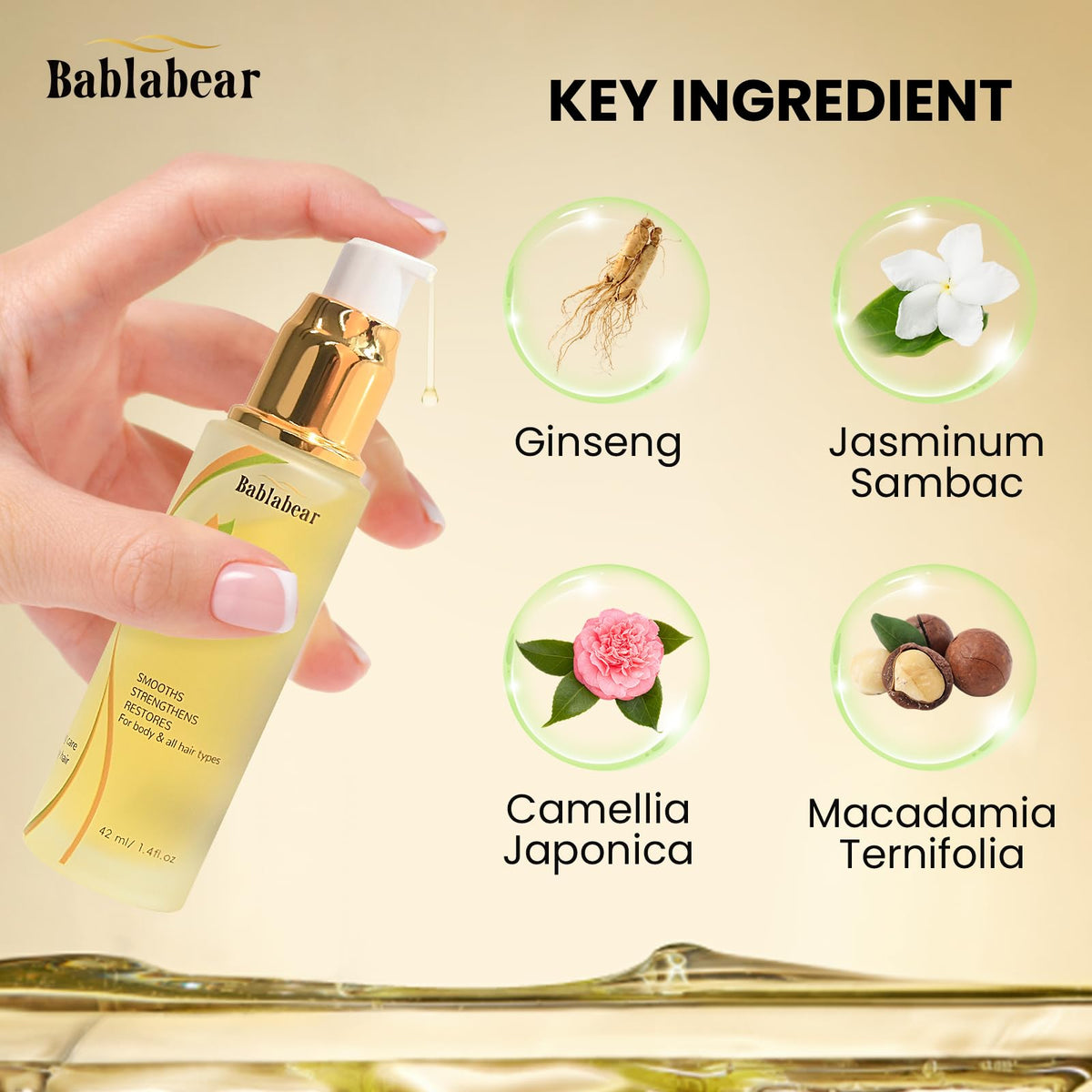 Bablabear close-up of macadamia and argan ingredients for nourishment