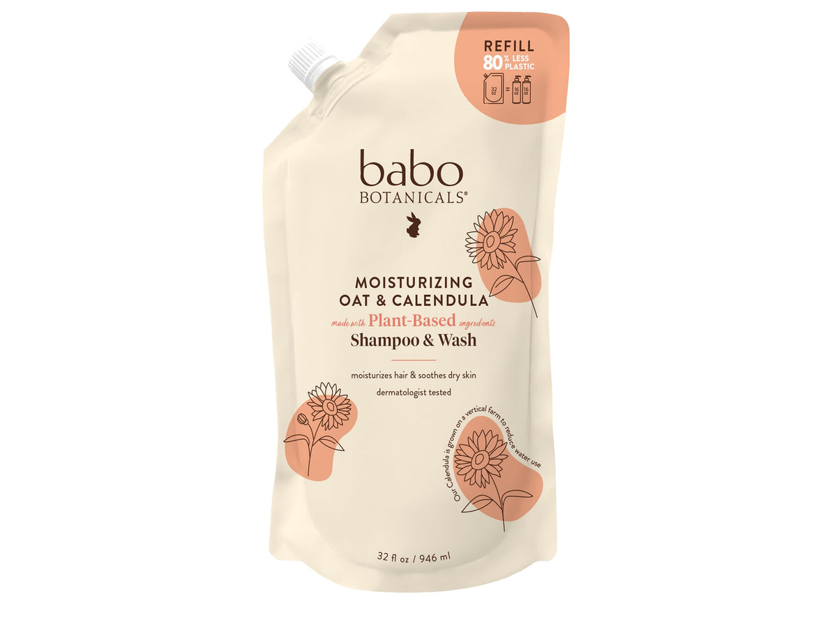 BABO Botanicals refill pouch front view showing product and size with eco benefit