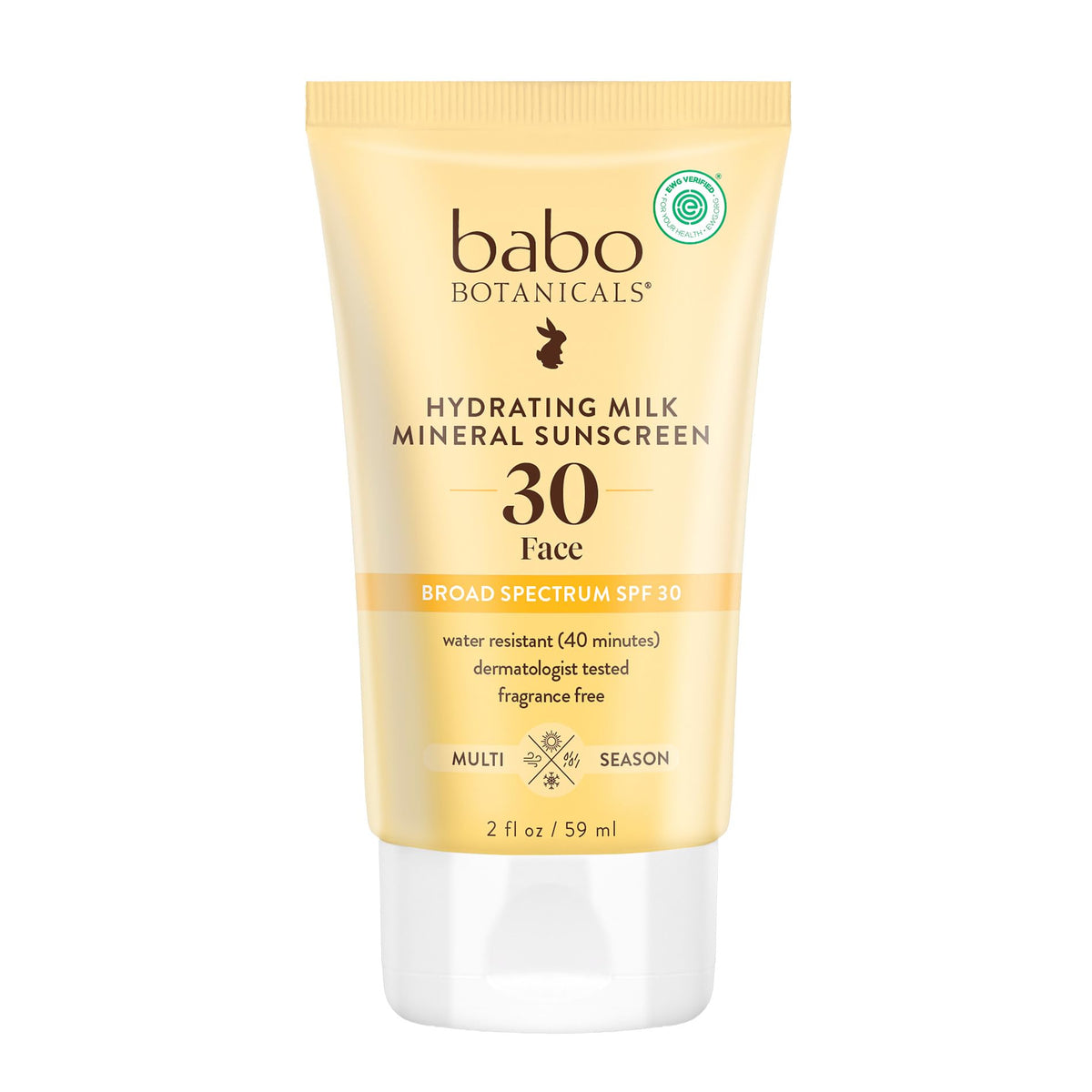 Babo Botanicals front packaging showing SPF 30 and dewy milk benefit