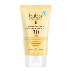 Babo Botanicals front packaging showing SPF 30 and dewy milk benefit