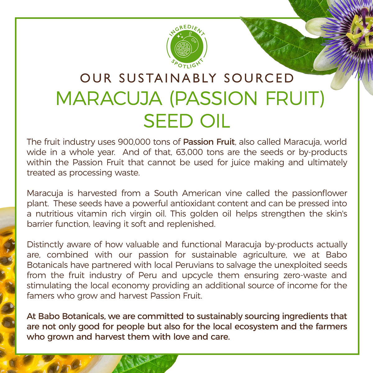 Babo Botanicals passion fruit seed ingredient focus for mineral removal benefits