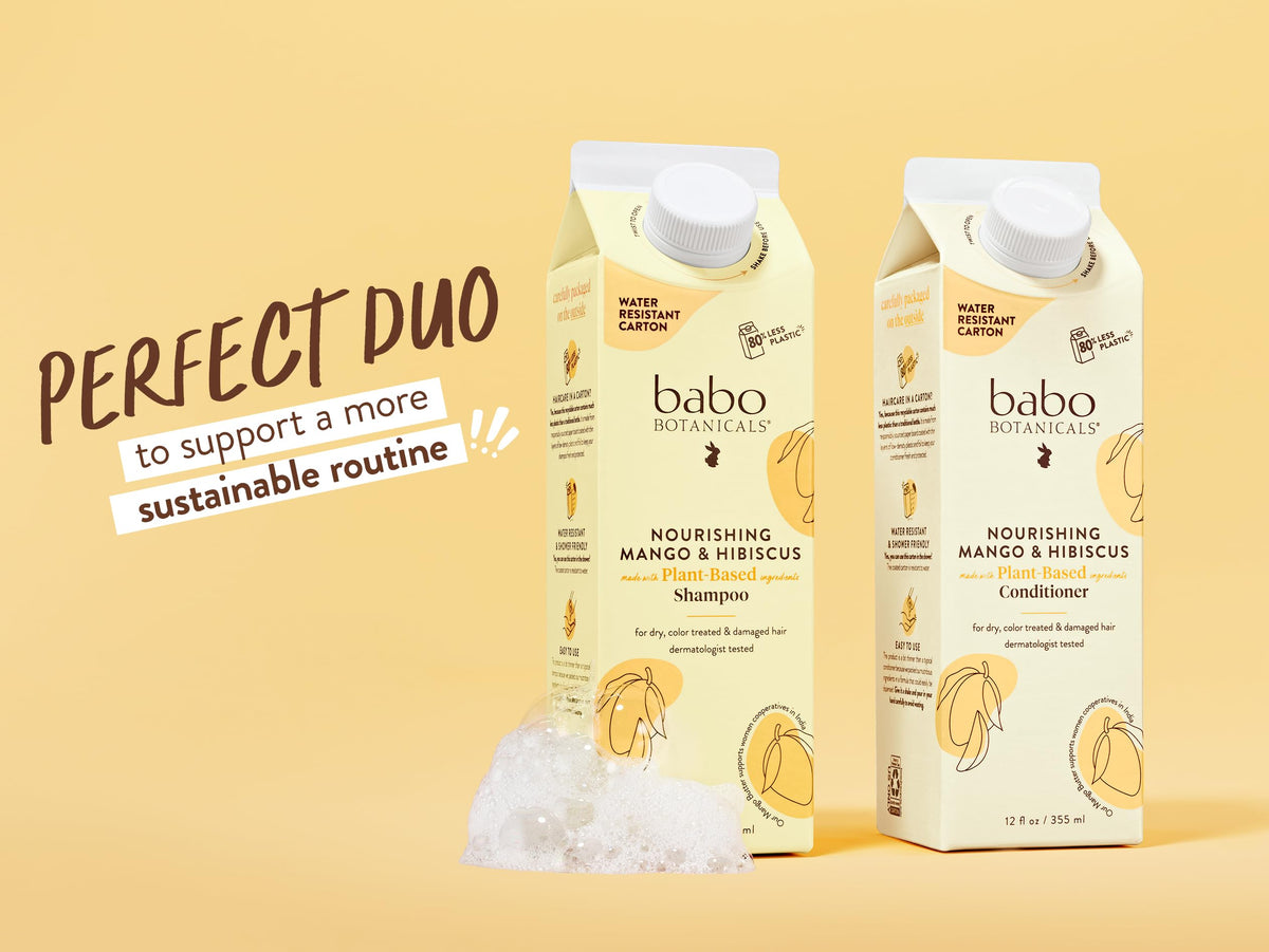Babo Botanicals on bathroom shelf with towel, evokes daily moisturizing routine