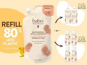 BABO Botanicals packaging close-up texture highlighting pouch material and recycled content