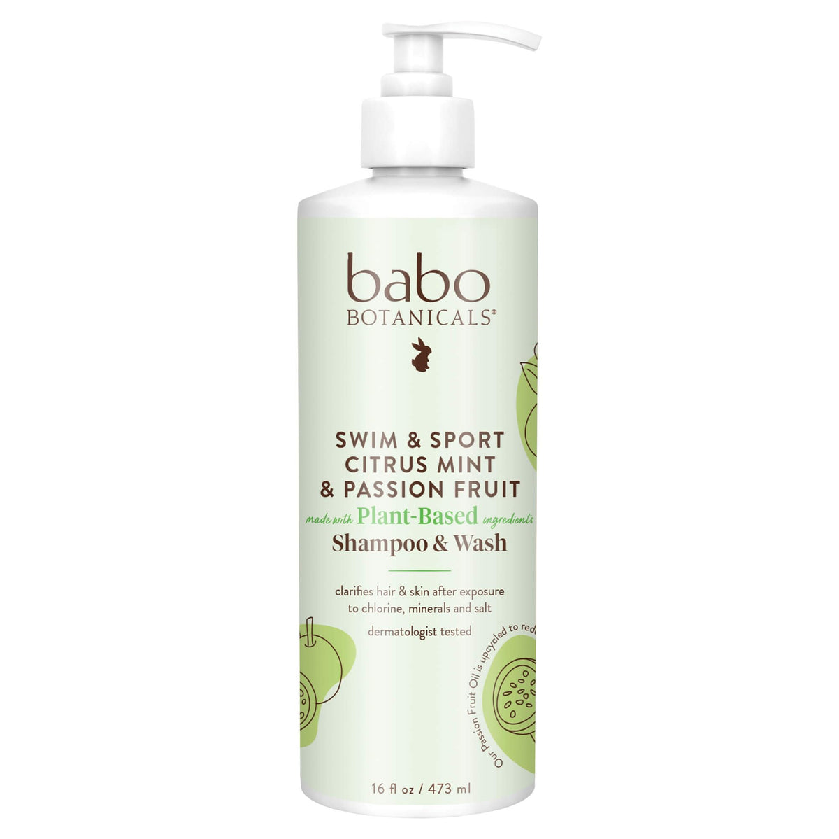 Babo Botanicals 16 fl oz bottle held next to hand for size and everyday portability