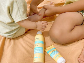 Babo Botanicals towel-dry water resistance demo showing 80-minute wear performance