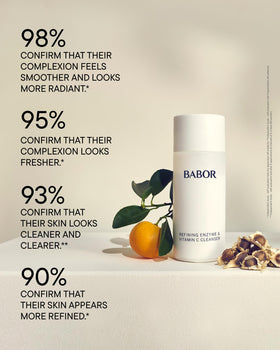 BABOR powder foaming in palm after water activation for gentle cleanse
