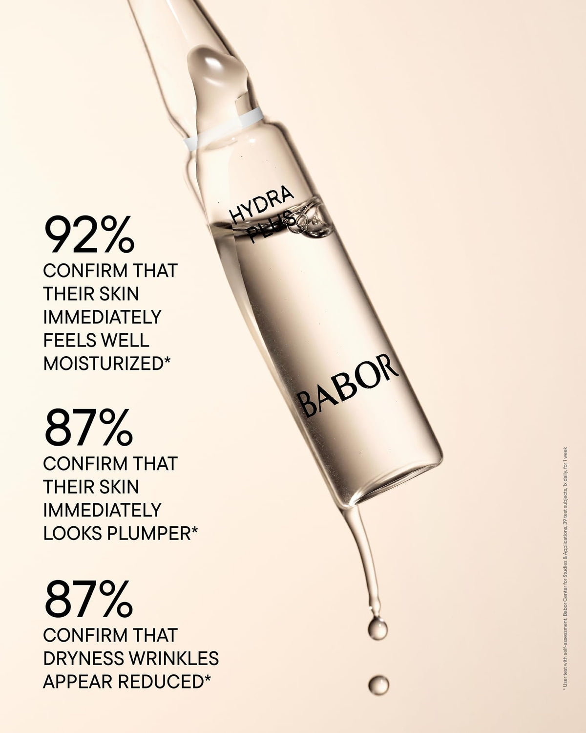 BABOR smooth serum texture on fingertip demonstrating fast absorption benefit