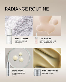 BABOR on a bathroom shelf as part of a brightening skincare routine