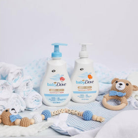 Baby Dove creamy lather texture demonstrating mild, moisturizing cleanse