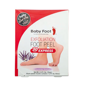 Baby Foot front packaging showing lavender scent and 30-minute express benefit