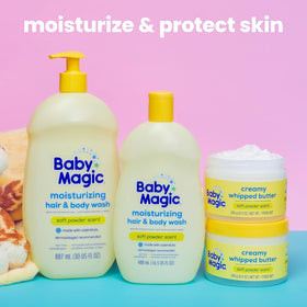 Back directions on Baby Magic jar showing usage and care instructions benefit