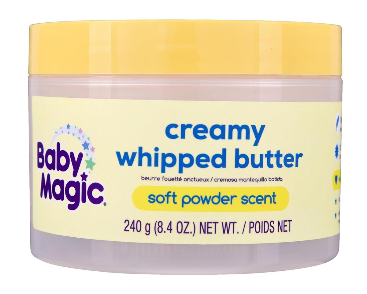Baby Magic front packaging showing tub and soft-powder scent benefit