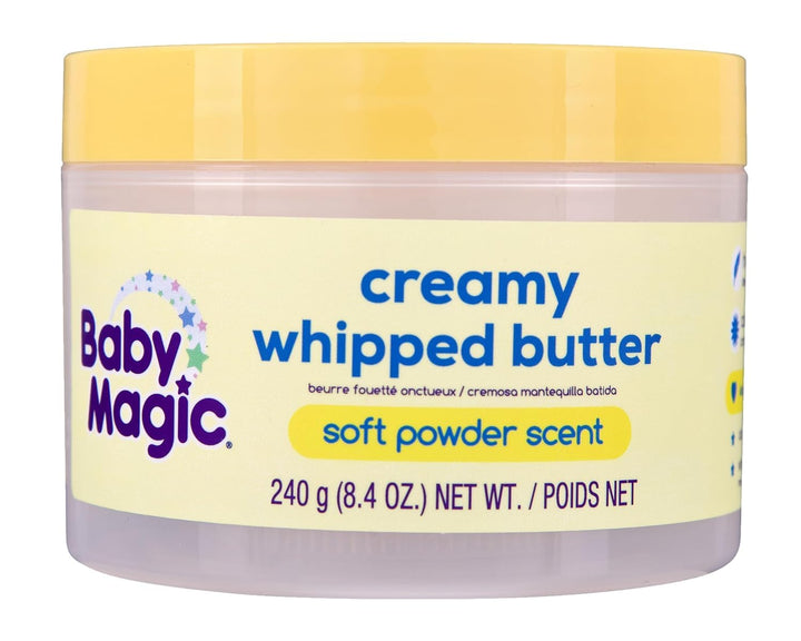 Baby Magic front packaging showing tub and soft-powder scent benefit