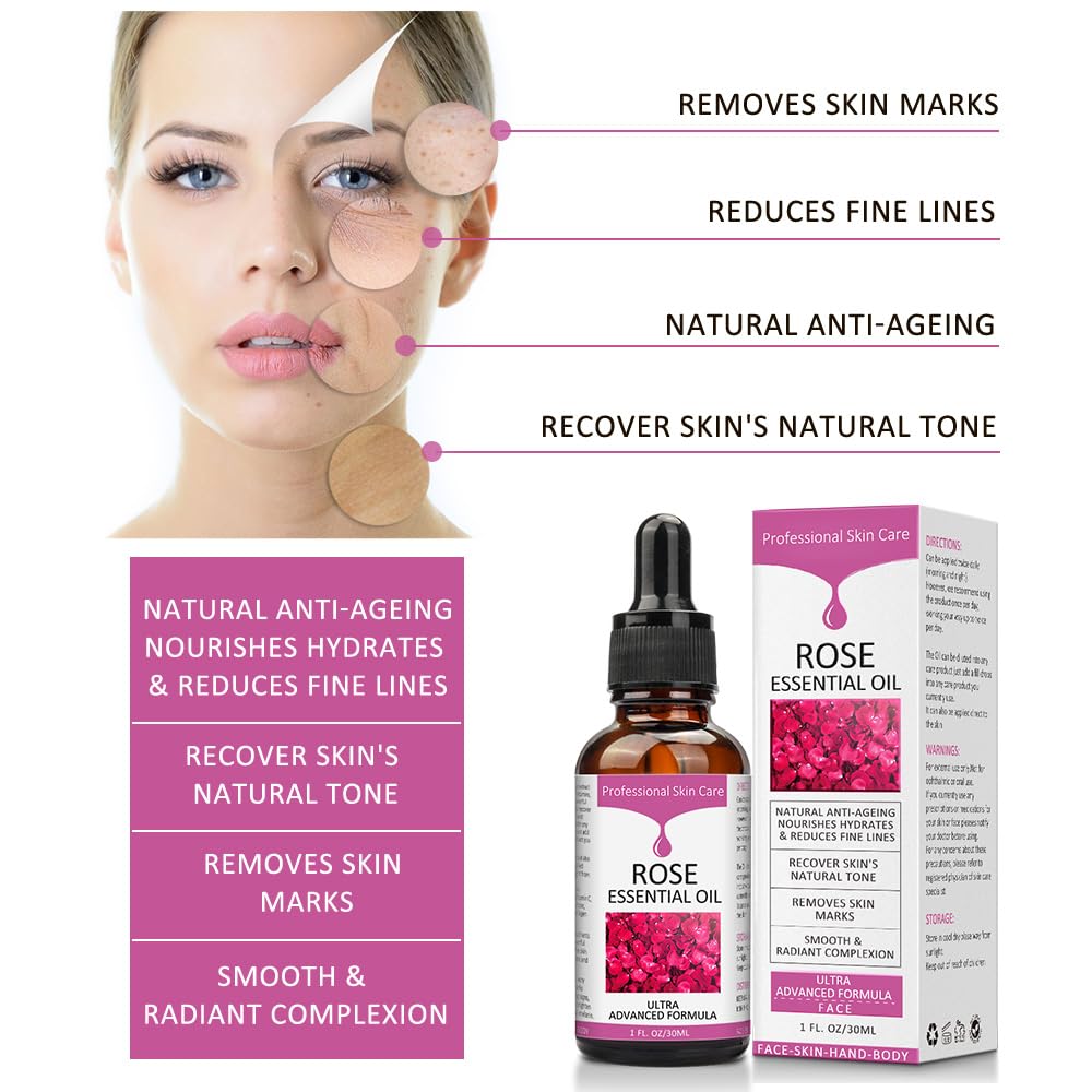 BabyFaceDiary rose face oil next to common items to show 1 oz size