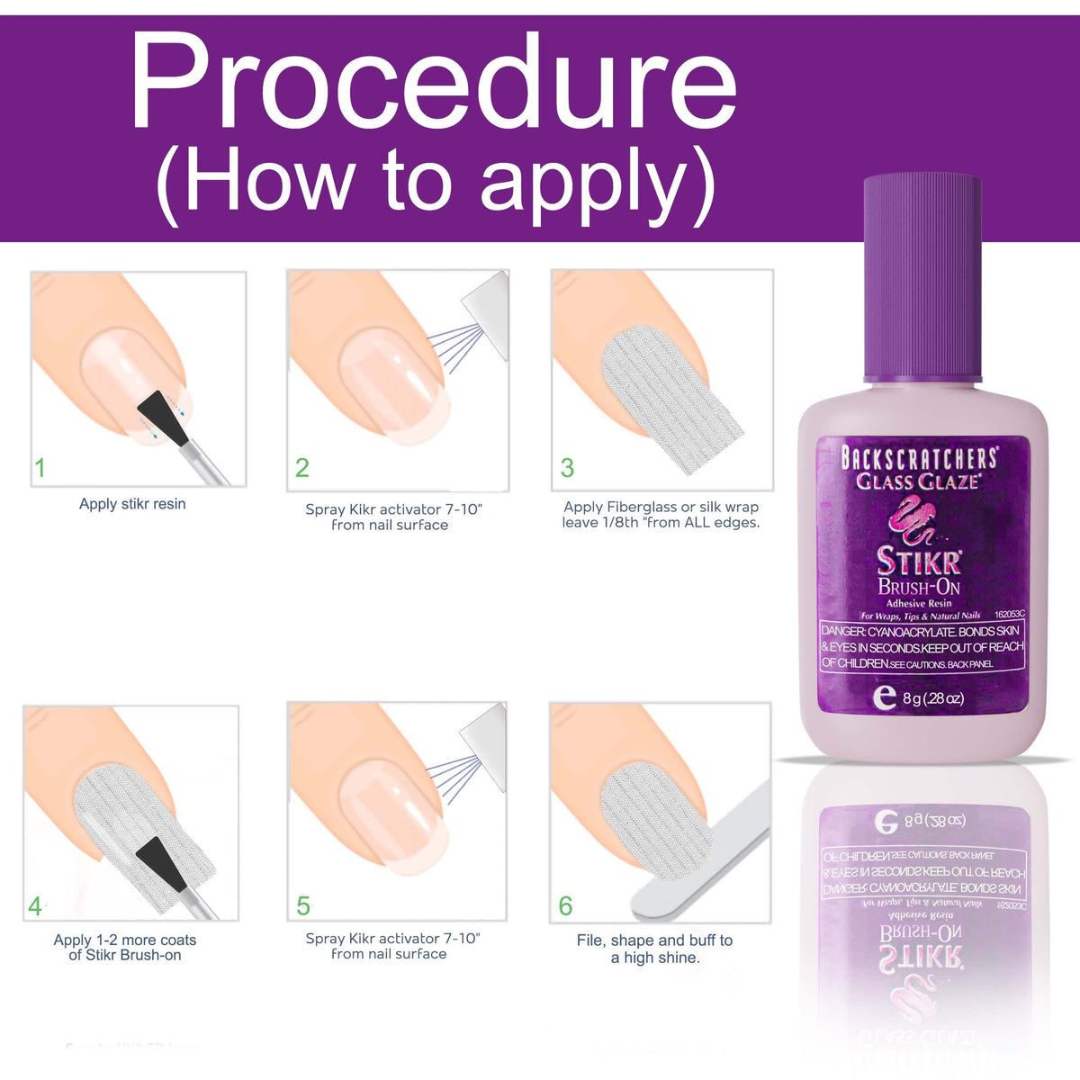 BACKSCRATCHERS resin applied to press-on nail demonstrating fast secure adhesion