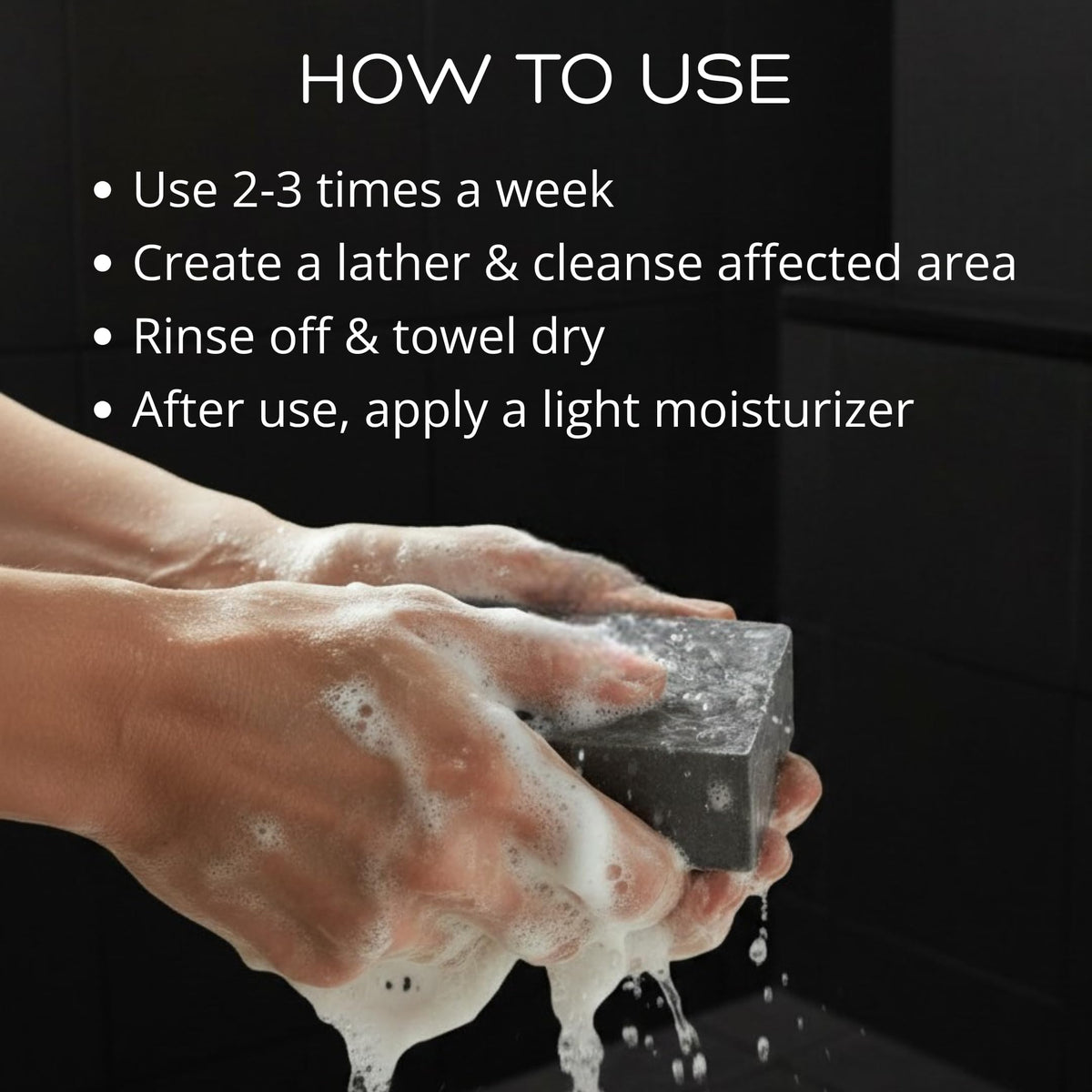 Bacne Bar lathered on loofah demonstrating effective cleansing action