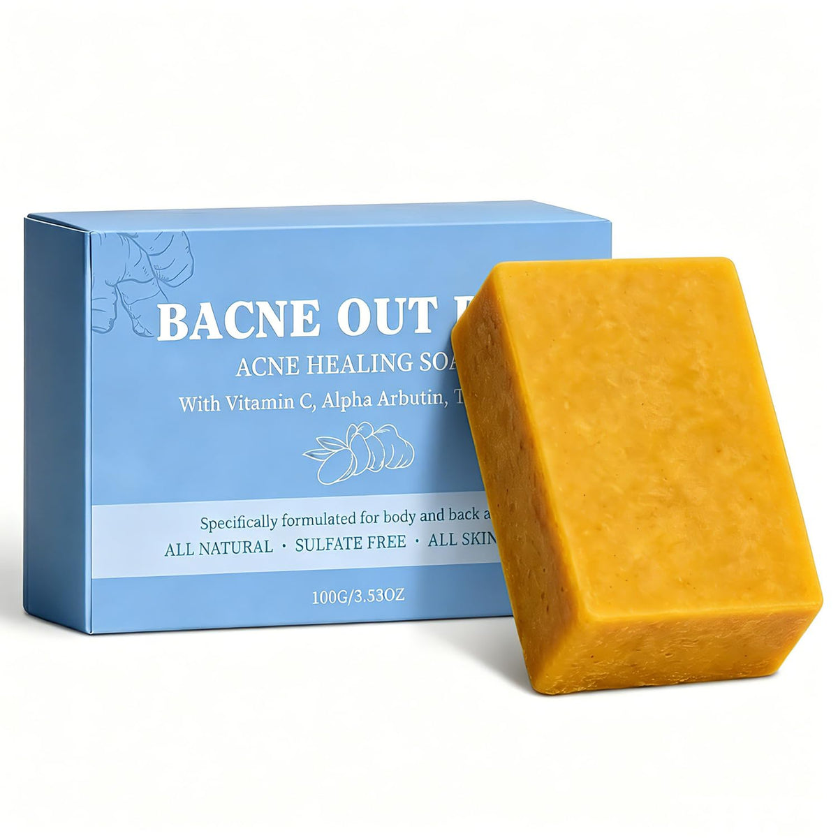 Generic Bacne Out Bar front packaging shows ingredients and benefits